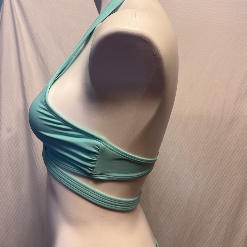 Aerie blue bikini swimsuit 2 piece crop size S low rise bottoms light blue - Picture 4 of 10